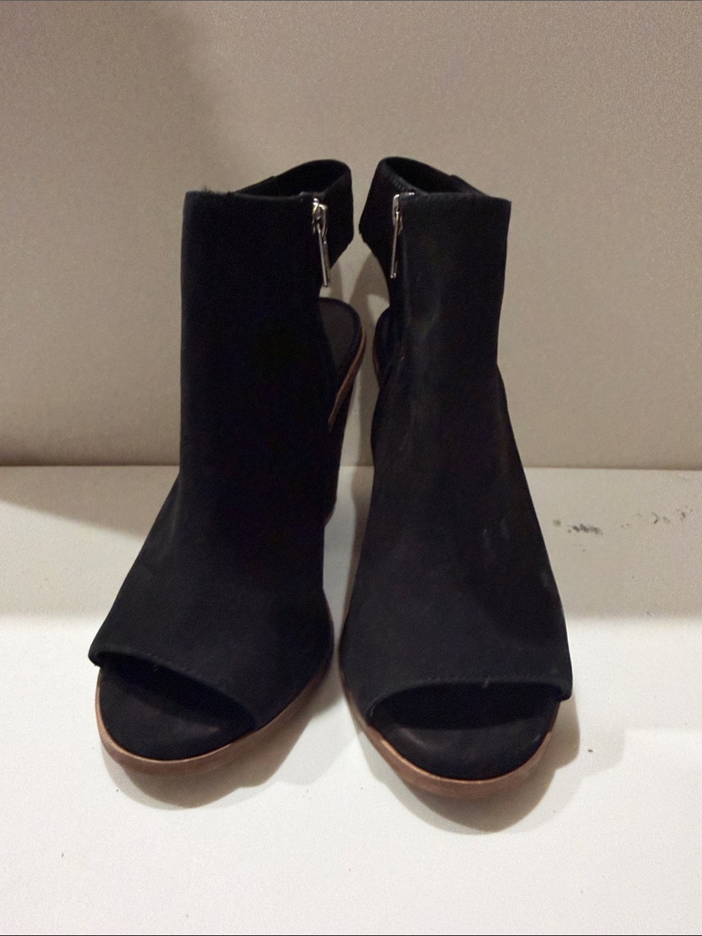 Black Open-Toe Ankle Booties - Women